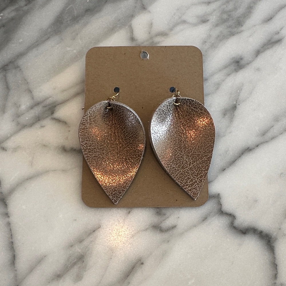 Metallic gold leather earrings